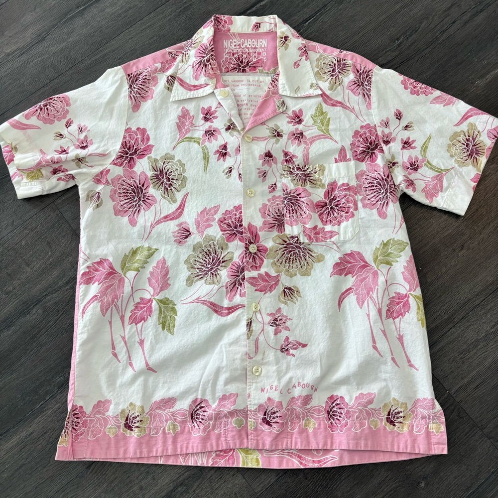 Nigel Cabourn Hawaiian Shirt Mens L Summer Collection 2001 Floral Button Up
